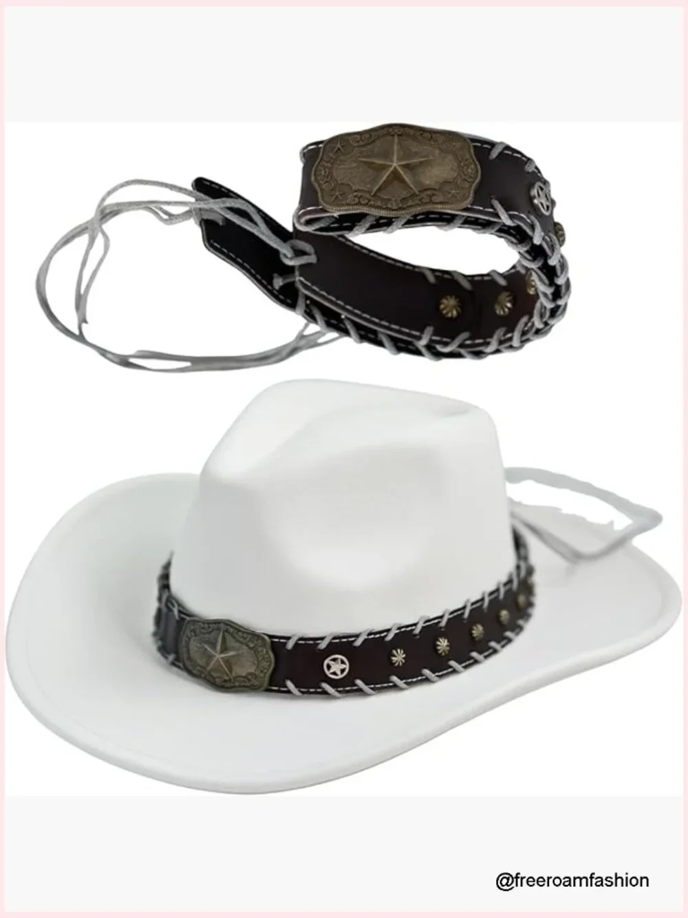 Hat Bands for Cowboy Cowgirl Western Accessories Leather Style Hat Belt Band